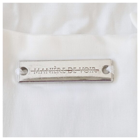 Maniere De Voir NWT White Satin Ruched Side Rope Mini Dress Sze 14 Clubwear Sexy - Picture 6 of 12